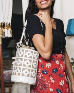 Rhea Recycled Vegan Bucket Bag | Cream -Women Clothing Store minuit sur terre rhea creme 30641026891889