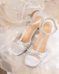 Topaz Vegan Heeled Sandals | Silver -Women Clothing Store minuit sur terre topaze argent 30574304526449