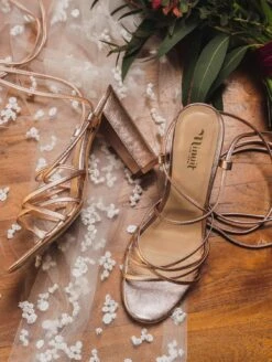 Cupid Vegan Recycled Grain Heeled Sandals | Rose Gold