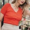 Glow Organic Cotton Vegan Knitted Top | Coral 2 Glow Organic Cotton Vegan Knitted Top | Coral -Women Clothing Store minuit sur terre xl eclat corail 30648297029745