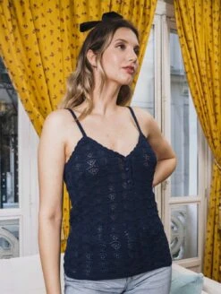 Flora Organic Cotton Vegan Knitted Tank | Midnight Blue