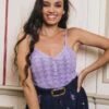 Flora Organic Cotton Vegan Knitted Tank | Lavender -Women Clothing Store minuit sur terre xl flore lavande 30648314265713