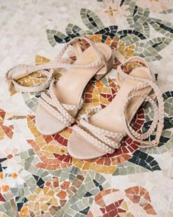 Yselis Vegan Recycled Heeled Sandals | Almond -Women Clothing Store minuit sur terre yselis amande 30709060305009