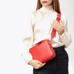Dalila Apple Leather Vegan Crossbody Bag | Red -Women Clothing Store mio mojo dalila 30290932662385