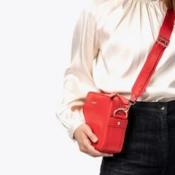 Dalila Apple Leather Vegan Crossbody Bag | Red -Women Clothing Store mio mojo dalila 30290932727921