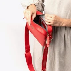 Dalila Apple Leather Vegan Crossbody Bag | Red -Women Clothing Store mio mojo dalila 30290932793457