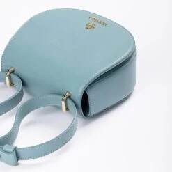 Iris Apple Leather Vegan Mini Saddle Bag | Sky Blue -Women Clothing Store mio mojo iris 30621929799793