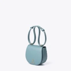 Iris Apple Leather Vegan Mini Saddle Bag | Sky Blue -Women Clothing Store mio mojo iris 30621929898097