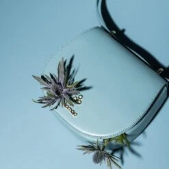 Iris Apple Leather Vegan Mini Saddle Bag | Sky Blue -Women Clothing Store mio mojo iris 30621929930865