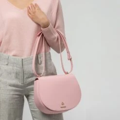 Iris M Apple Leather Vegan Saddle Bag | Confetti Pink -Women Clothing Store mio mojo iris m 30621928358001