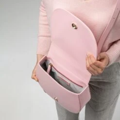 Iris M Apple Leather Vegan Saddle Bag | Confetti Pink -Women Clothing Store mio mojo iris m 30621928390769