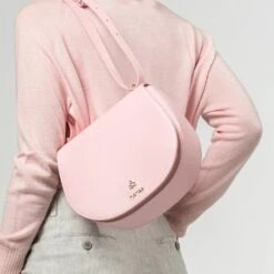 Iris M Apple Leather Vegan Saddle Bag | Confetti Pink -Women Clothing Store mio mojo iris m 30621928423537