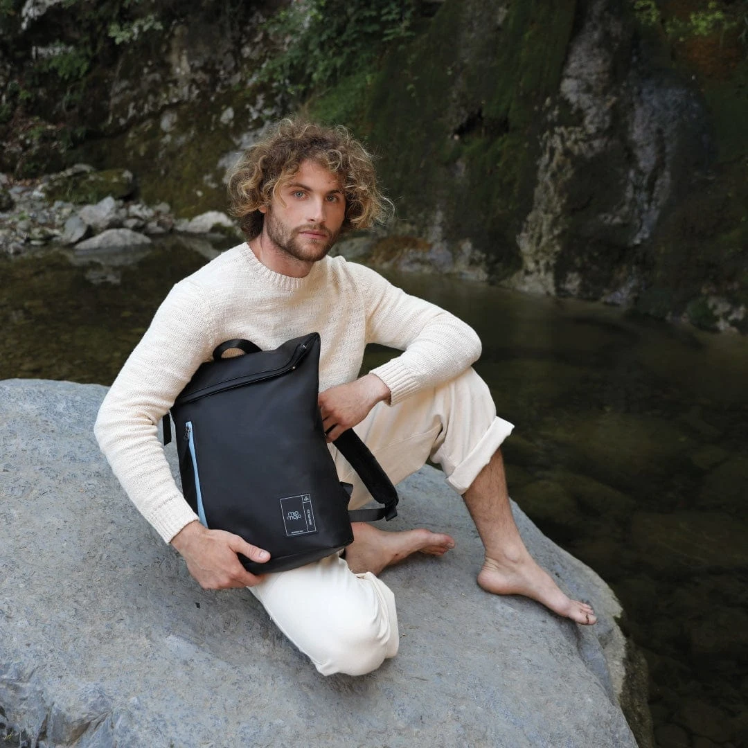 Leonardo Recycled PET Waterproof Vegan Backpack | Black 14 Leonardo Recycled PET Waterproof Vegan Backpack | Black - Image 12