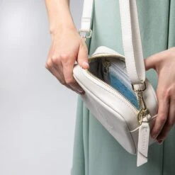 Mimi Recycled Vegan Leather Crossbody Camera Bag | White -Women Clothing Store mio mojo mimi 30290969985137