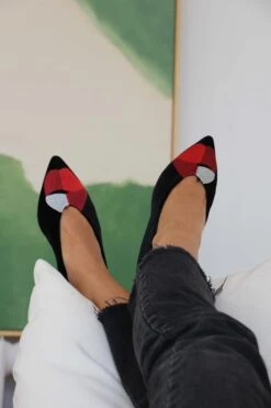 Kiss My Feet Vegan Embroidered Eco Suede Ballerinas | Black -Women Clothing Store momoc kiss my feet vegan 30090427170929