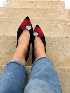 Kiss My Feet Vegan Embroidered Eco Suede Ballerinas | Black -Women Clothing Store momoc kiss my feet vegan 30090427269233