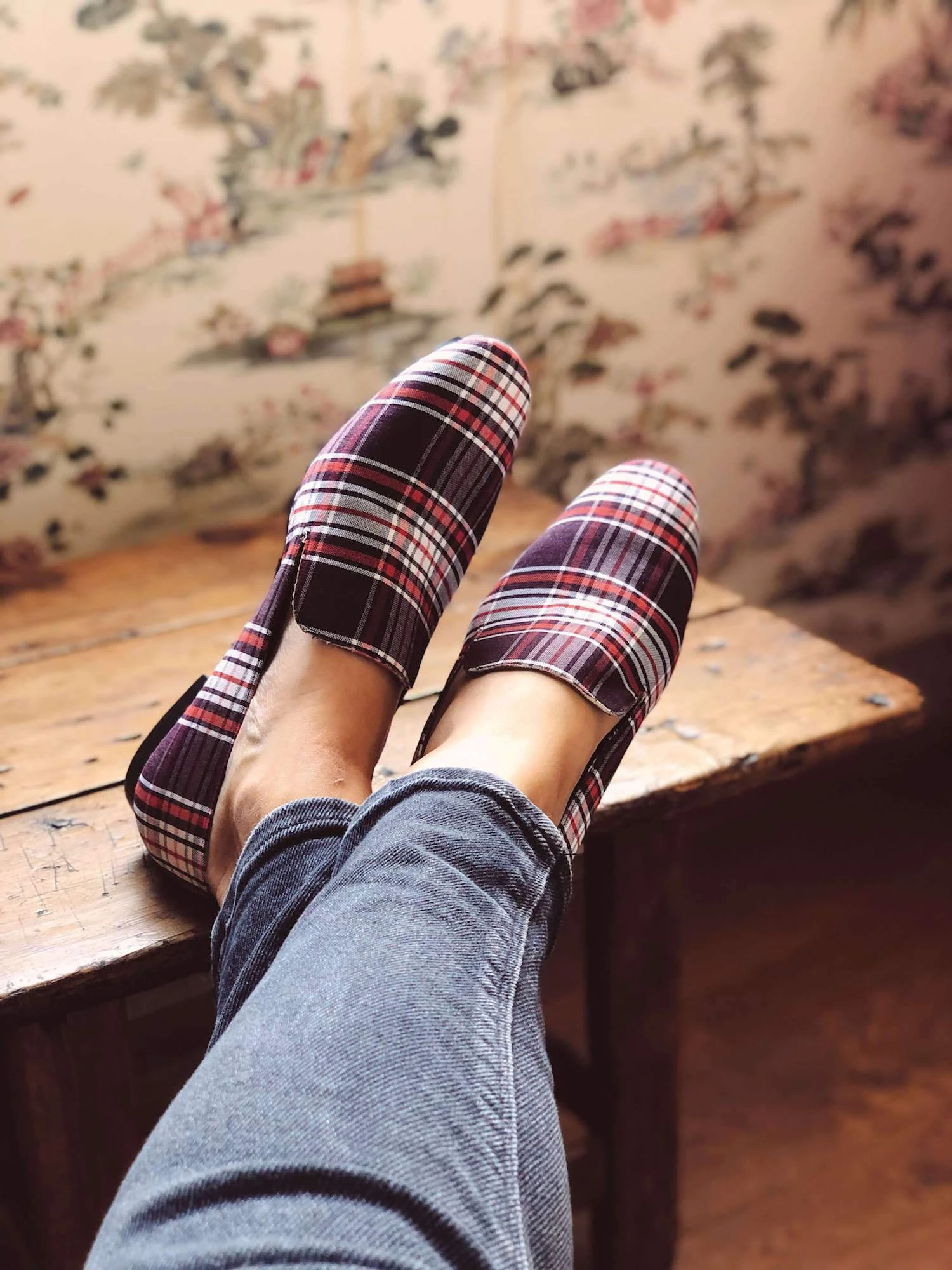 Mantelata Vegan Recycled Check Loafers | Red 4 Mantelata Vegan Recycled Check Loafers | Red - Image 2