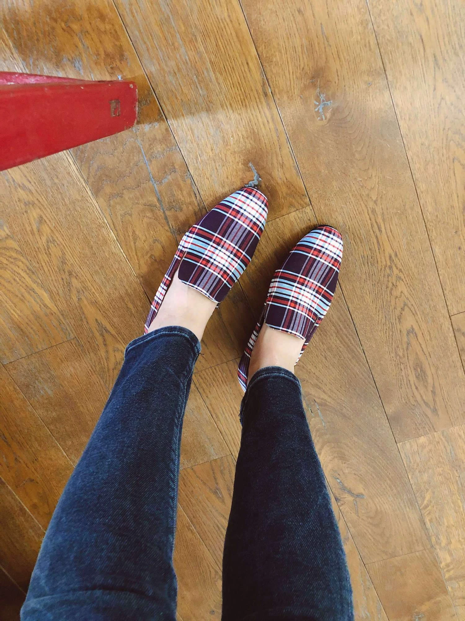 Mantelata Vegan Recycled Check Loafers | Red 8 Mantelata Vegan Recycled Check Loafers | Red - Image 6