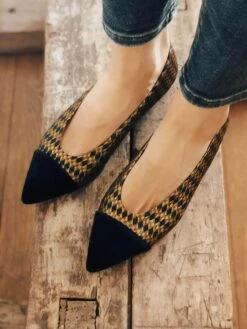 Goldy Vegan Eco Suede Ballerinas | Black & Gold -Women Clothing Store momoc pre order goldy velours vegan 28998171558001