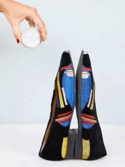 Martina Vegan Embroidered Eco Suede Ballerinas | Black -Women Clothing Store momoc pre order martina visages 28990925209713