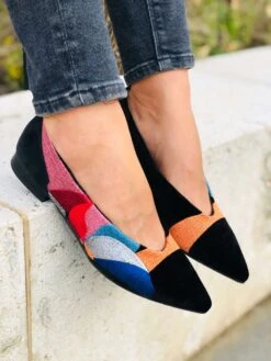 Paulinas Vegan Embroidered Eco Suede Ballerinas | Black -Women Clothing Store momoc pre order paulinas 28990321852529