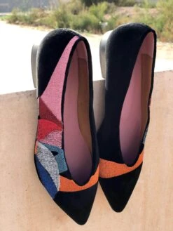 Paulinas Vegan Embroidered Eco Suede Ballerinas | Black -Women Clothing Store momoc pre order paulinas 28990321885297