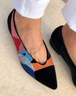 Paulinas Vegan Embroidered Eco Suede Ballerinas | Black -Women Clothing Store momoc pre order paulinas 28991799591025