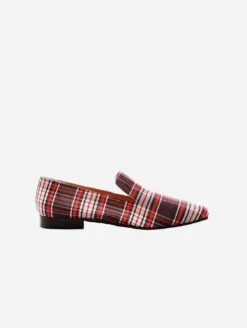 Mantelata Vegan Recycled Check Loafers | Red