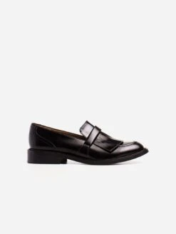 Brina Women's Vegan Leather Fringe Loafers | Black