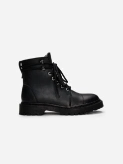 Charlie Vegan Leather Unisex Lace-up Ankle Boots | Black