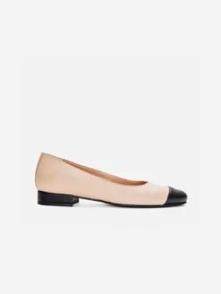 Paloma Two-Tone Vegan Leather Ballerina Flats | Beige