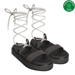 Acacia Women's Flat Cushioned Vegan Sandals | Black 8 Acacia Women's Flat Cushioned Vegan Sandals | Black -Women Clothing Store nae vegan shoes acacia black vegan flat cushioned sandals with cords 30805174386801