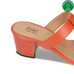 Iris Vegan Apple Leather Heeled Sandals | Orange -Women Clothing Store nae vegan shoes iris orange vegan high heeled sandals 30628825006193
