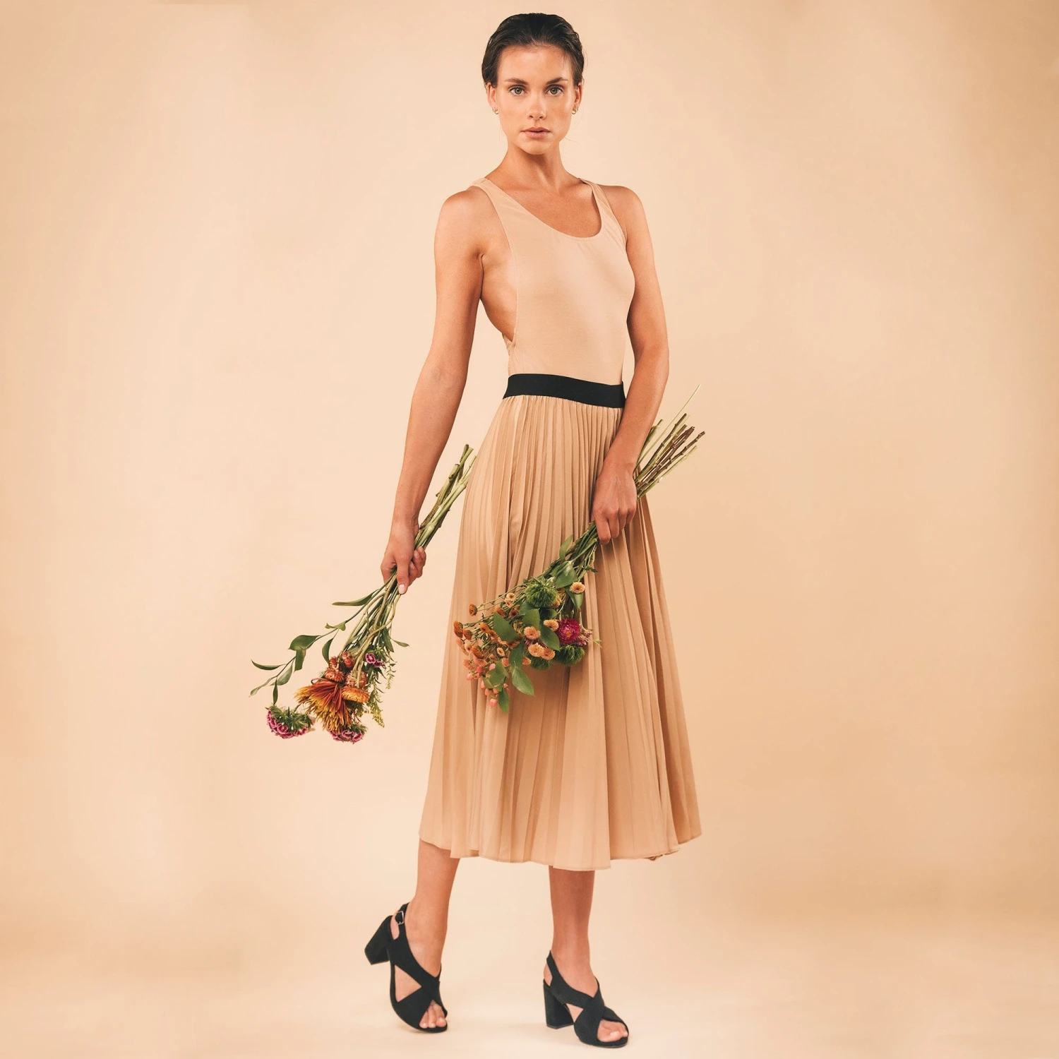 Jasmin Vegan Suede Heeled Buckle Sandals | Black 4 Jasmin Vegan Suede Heeled Buckle Sandals | Black - Image 2