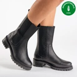 Karen Vegan Leather Mid-Calf Chelsea Boots | Black -Women Clothing Store nae vegan shoes karen black chelsea mid calf boot 30442817486961