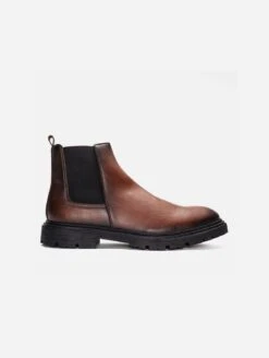 Lukas Men's Vegan Leather Ridged Sole Chelsea Boots | Brown