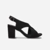 Jasmin Vegan Suede Heeled Buckle Sandals | Black