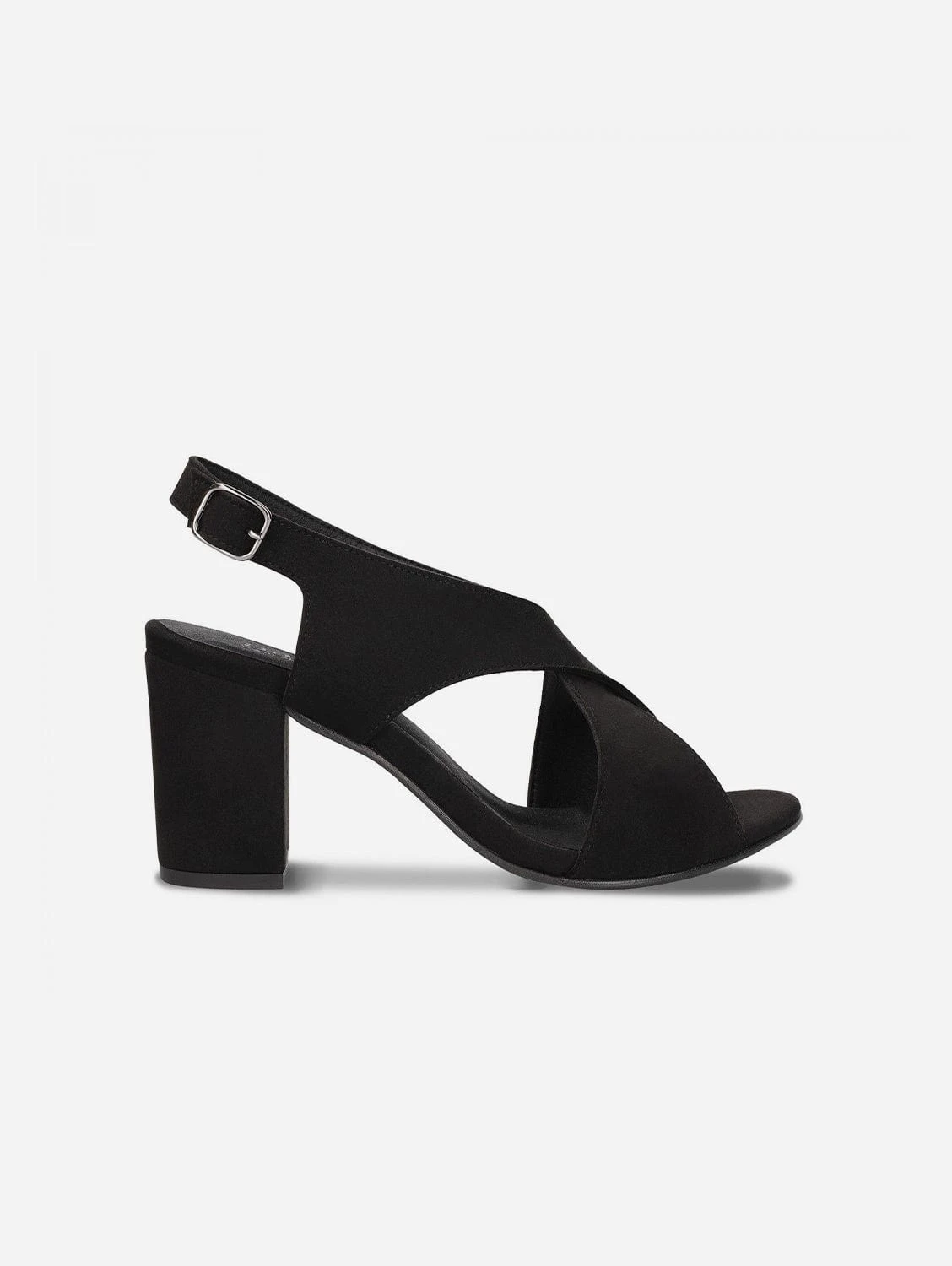 Jasmin Vegan Suede Heeled Buckle Sandals | Black 3 Jasmin Vegan Suede Heeled Buckle Sandals | Black