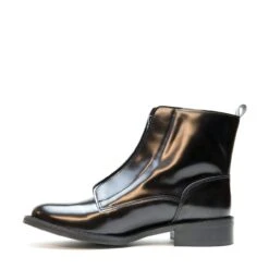 Zipme Vegan Leather Low-Barrel Front Zip Boots | Black -Women Clothing Store nae vegan shoes zipme black woman vegan ankle boots 30357032697969