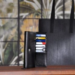 Tevere Women's Vegan Leather Wallet | Black -Women Clothing Store noah italian vegan shoes vegan purse tevere 30757288607857