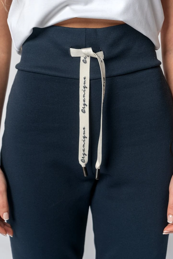 Organic Cotton High Waist Jogger Trousers | Navy 6 Organic Cotton High Waist Jogger Trousers | Navy - Image 4