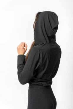 Lyocell Hoodie Jumpsuit | Black -Women Clothing Store organique hoodie jumpsuit 30658009890929