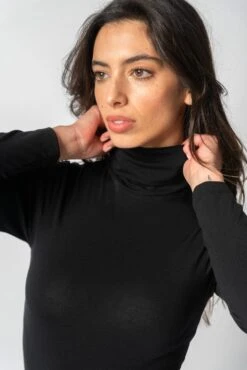 Lyocell Longsleeve Turtleneck Bodysuit | Black -Women Clothing Store organique longsleeve bodysuit 30658010873969