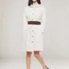 Organic Cotton Structured Shirt Dress | White -Women Clothing Store organique s structured shirt dress in white 30165199913073