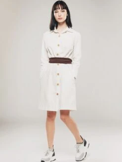Organic Cotton Structured Shirt Dress | White