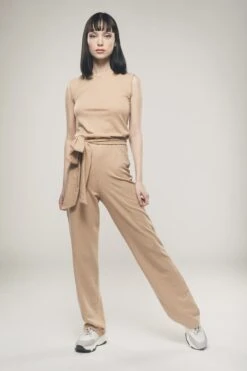 Organic Cotton Straight Leg Jumpsuit | Light Brown 10 Organic Cotton Straight Leg Jumpsuit | Light Brown -Women Clothing Store organique straight leg jumpsuit in light brown 30134342353009