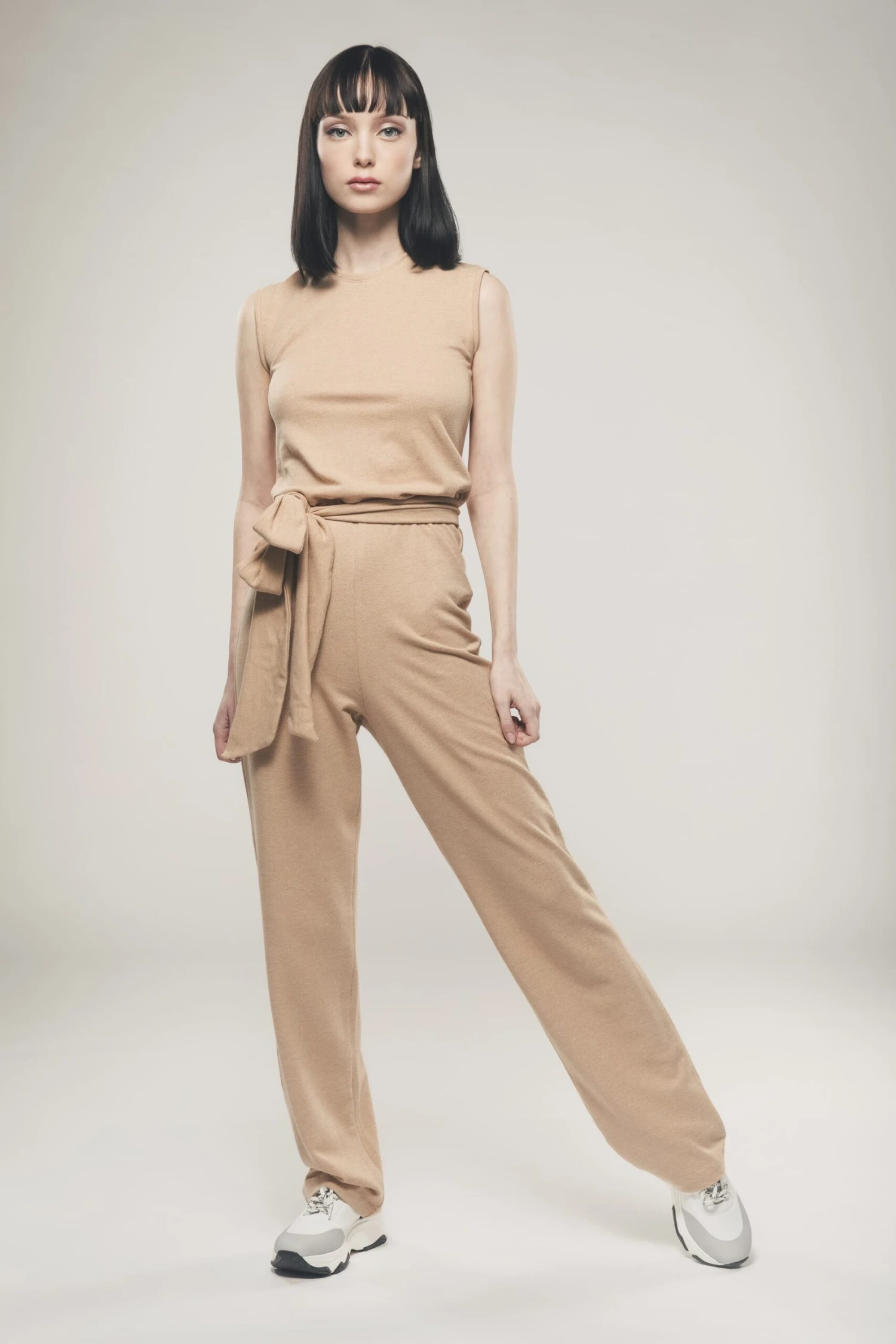 Organic Cotton Straight Leg Jumpsuit | Light Brown 6 Organic Cotton Straight Leg Jumpsuit | Light Brown - Image 4