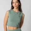 Lyocell Sleveless Crop Top | Rosemary Green -Women Clothing Store organique xl crop top in rosemary green 30663007633521