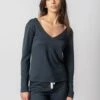 Lyocell V Neck Long-sleeve Top | Blue -Women Clothing Store organique xl v neck long sleeve shirt 30664653439089