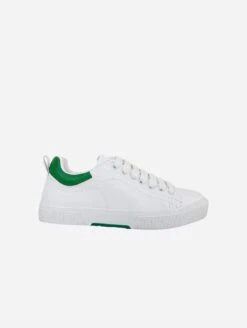Aster Women's Denim Vegan Sneakers | White & Green